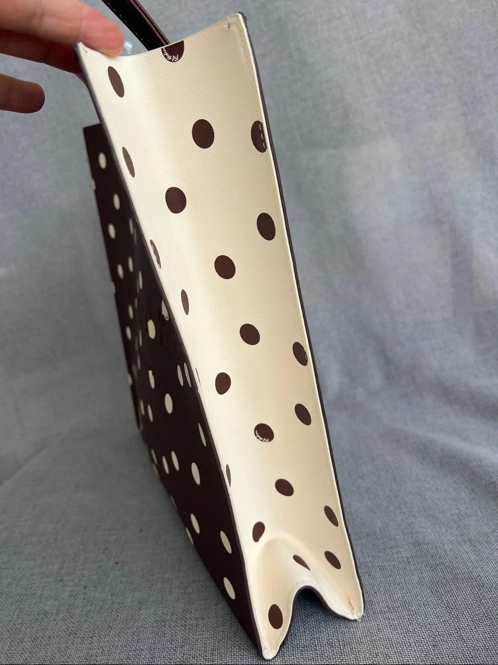 TED BAKER London Icon Polka Dot Saffiano tote shopper brown / cream NWT